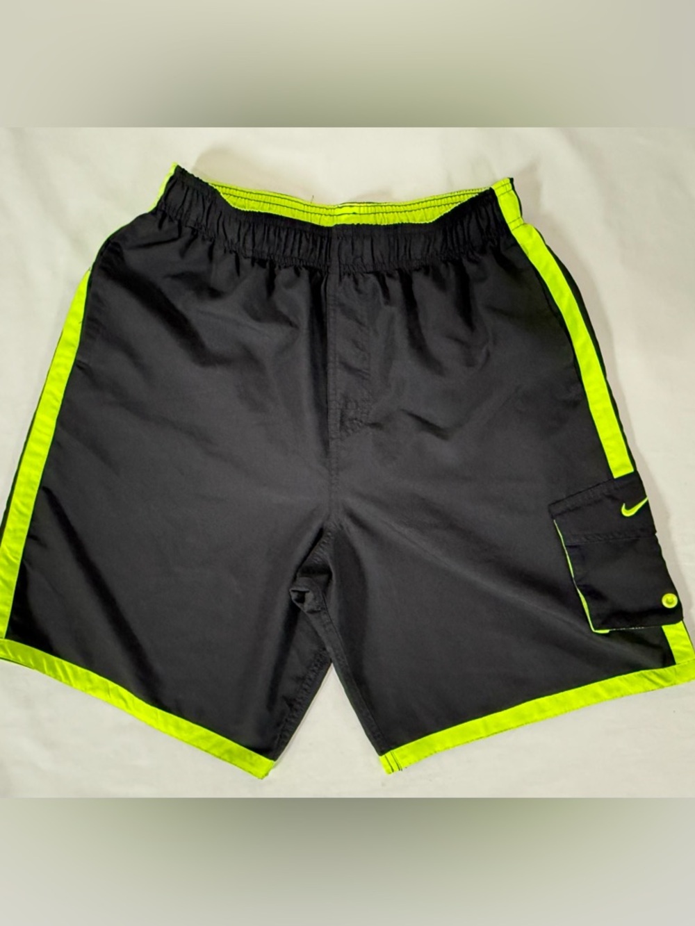 Nike Swim Shorts With Built in Brief Gray/Neon Yellow Mens Size Medium